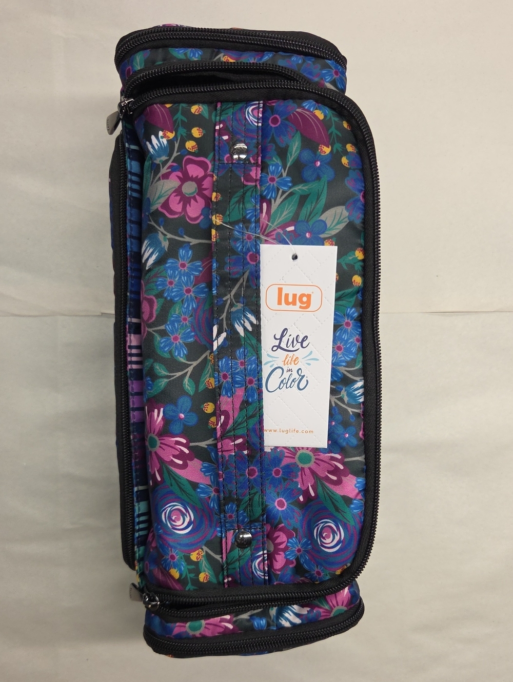 lug Floral Cosmetic Travel Pouch in Purple, Blue and Green